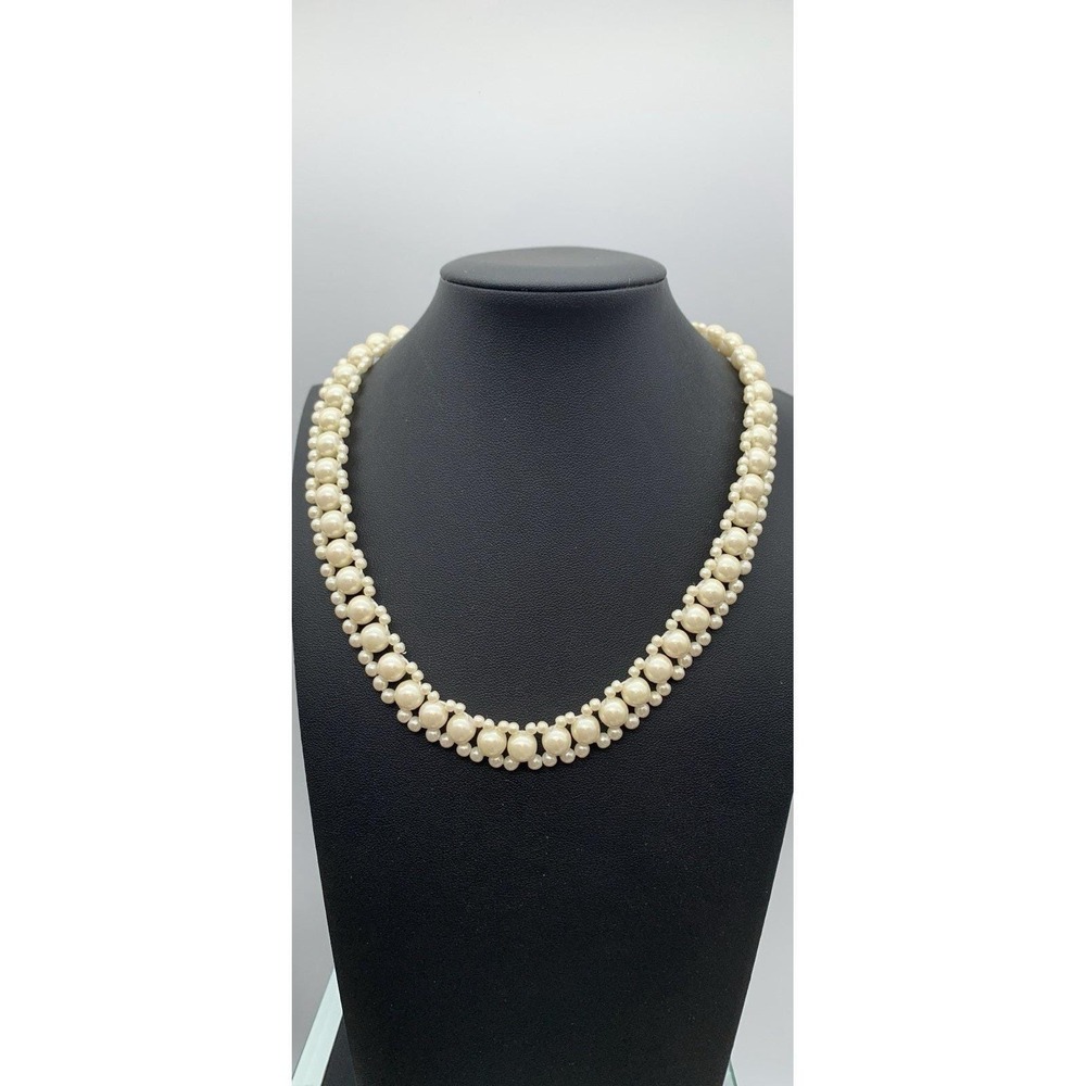 Vintage Signed SAO For Avon Faux Pearl Choker Necklace 18" Dainty Classic - Picture 3 of 5